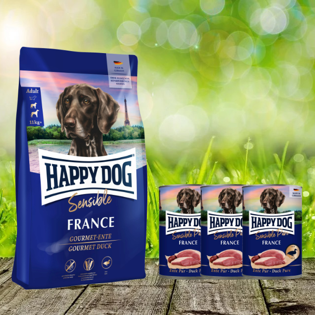 HD-France-plus-FrancedjhtgnzgPHVOA Happy Dog Supreme France 11 kg + Happy Dog Sensible Pure France 3 x 400 g