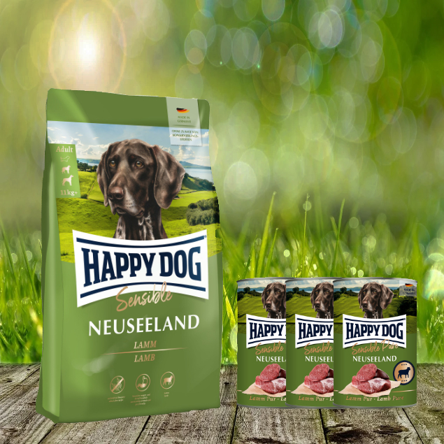Neuseeland-plus-Neuseeland-DosenMHHlibP9MWDvP Happy Dog Supreme Sensible Neuseeland 12,5 kg + Happy Dog Sensible Pure Neuseeland 3 x 400 g