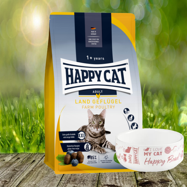 Happy Cat Culinary Adult Land Geflügel 4 kg - Optimale Versorgung deiner Katze + Futternapf Happy Cat Culinary Adult Land Geflügel 4 kg - Optimale Versorgung deiner Katze + Futternapf