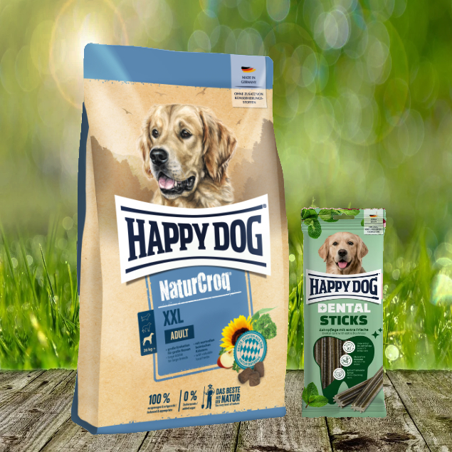 Happy Dog Premium NaturCroq XXL 15 kg + Happy Dog Dental Sticks *geschenkt*