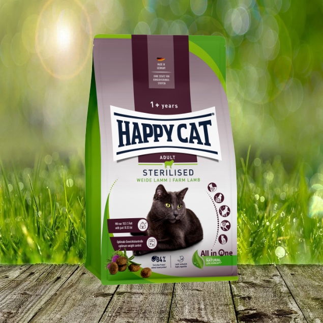 Happy Cat Sterilised Adult Weide-Lamm - Leicht verdauliches Katzenfutter mit weniger Fett Happy Cat Sterilised Adult Weide-Lamm - Leicht verdauliches Katzenfutter mit weniger Fett