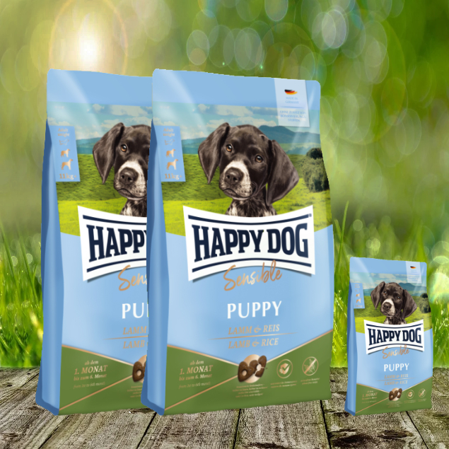 Happy Dog Sensible Puppy Lamm & Reis 2 x 10 kg + 4 kg - Leicht verträgliche Welpen-Vollnahrung