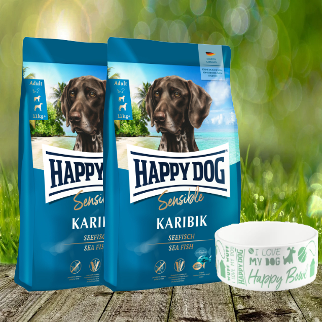 Happy Dog Supreme Karibik 2 x 11 kg + Happy Dog Futternapf *geschenkt* Happy Dog Supreme Karibik 2 x 11 kg + Happy Dog Futternapf *geschenkt*