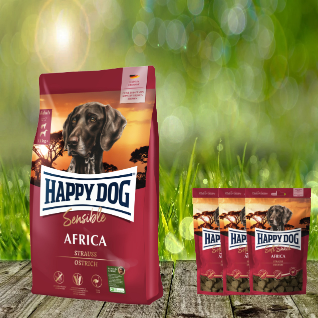 Happy Dog Supreme Africa 12,5 kg + 3 x 100 g Happy Dog Soft Snack Africa geschenkt Happy Dog Supreme Africa 12,5 kg + 3 x 100 g Happy Dog Soft Snack Africa geschenkt