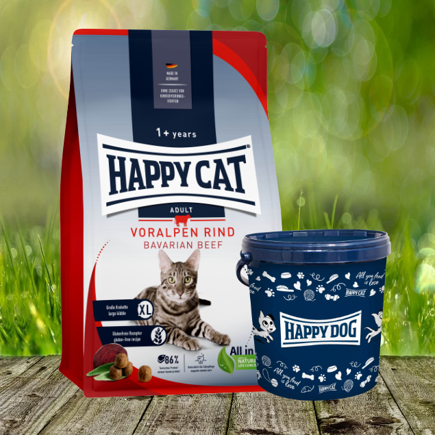 Happy Cat Culinary Adult Voralpen Rind 10 kg + Futtertonne gratis dazu! Happy Cat Culinary Adult Voralpen Rind 10 kg + Futtertonne gratis dazu!