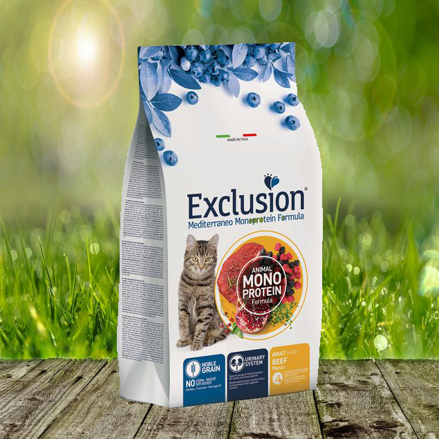 Exclusion Mediterraneo Noble Grain Adult Cat Rind Katzentrockenfutter 1,5 kg
