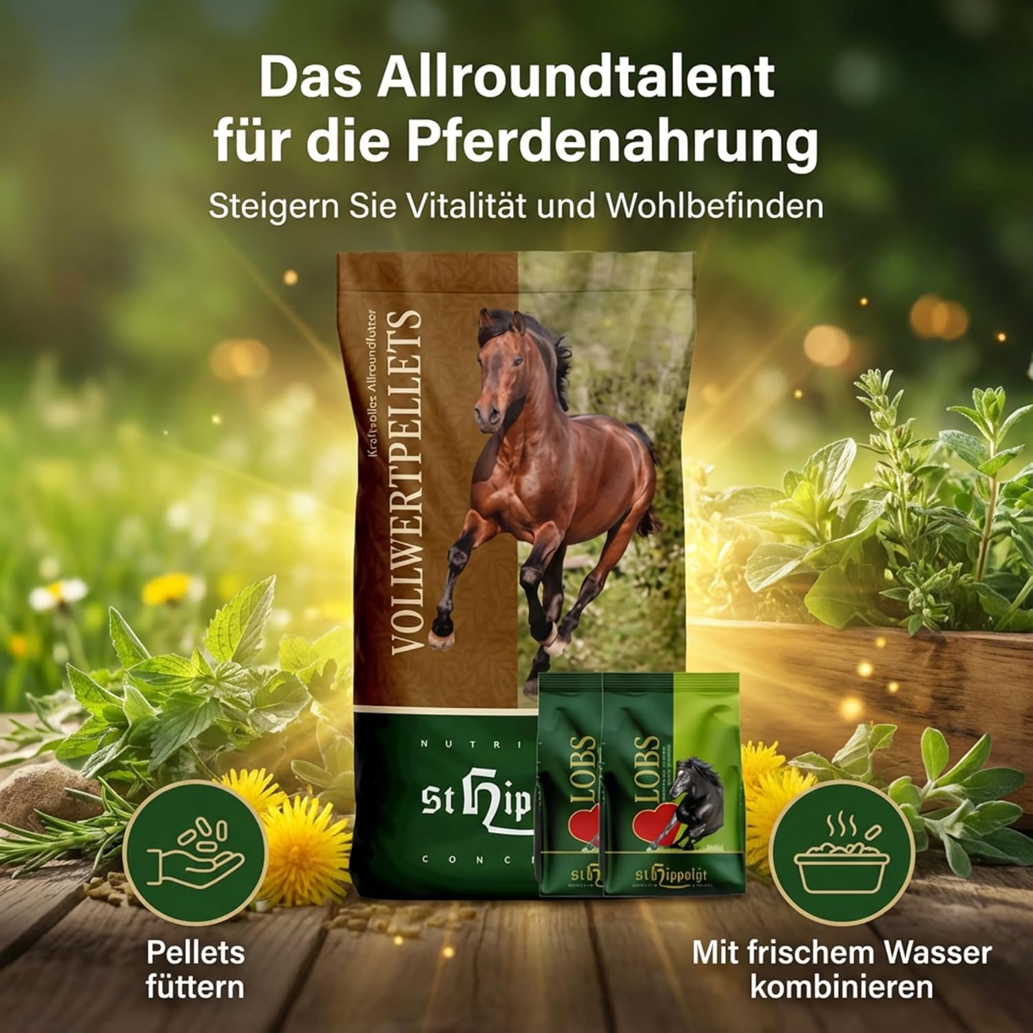 St. Hippolyt Vollwert Pellets 25 kg + St. Hippolyt Lobs Belohnungswürfel 2 x 1 kg geschenkt
