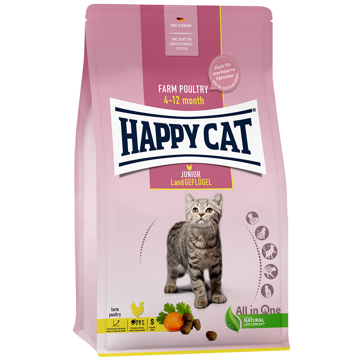 Happy Cat Young Junior Land-Geflügel - Optimale Ernährung für junge Katzen in der zweiten Wachstumsphase Happy Cat Young Junior Land-Geflügel - Optimale Ernährung für junge Katzen in der zweiten Wachstumsphase