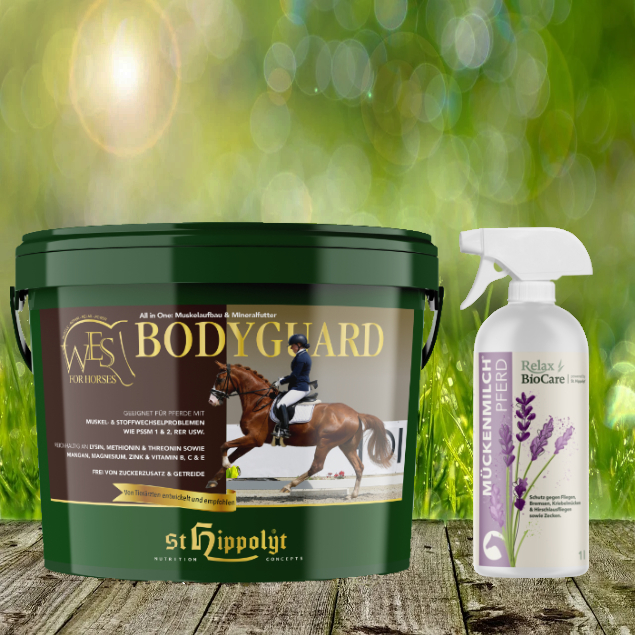 St. Hippolyt WES for Horses - Bodyguard 10 kg + Relax Biocare Mückenmilch 500 ml St. Hippolyt WES for Horses - Bodyguard 10 kg + Relax Biocare Mückenmilch 500 ml