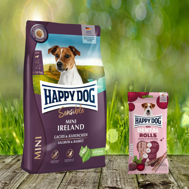 Happy Dog Supreme Mini Ireland 4 kg + Happy Dog Dental Snacks - Dental Rolls Mini *geschenkt*