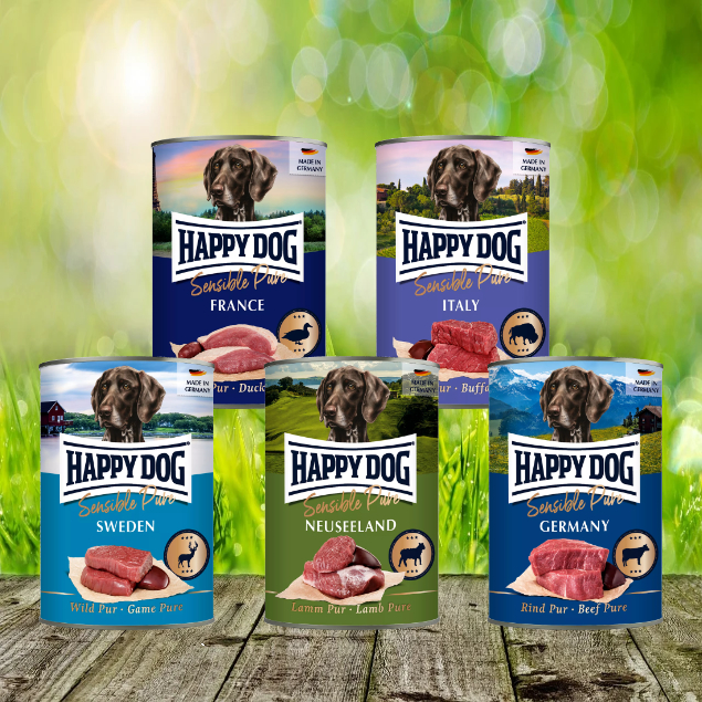 Mischtray Happy Dog Dosen Pur 12 x 400 g - Mischtrays mit je 2 x 400 gr. sortiert