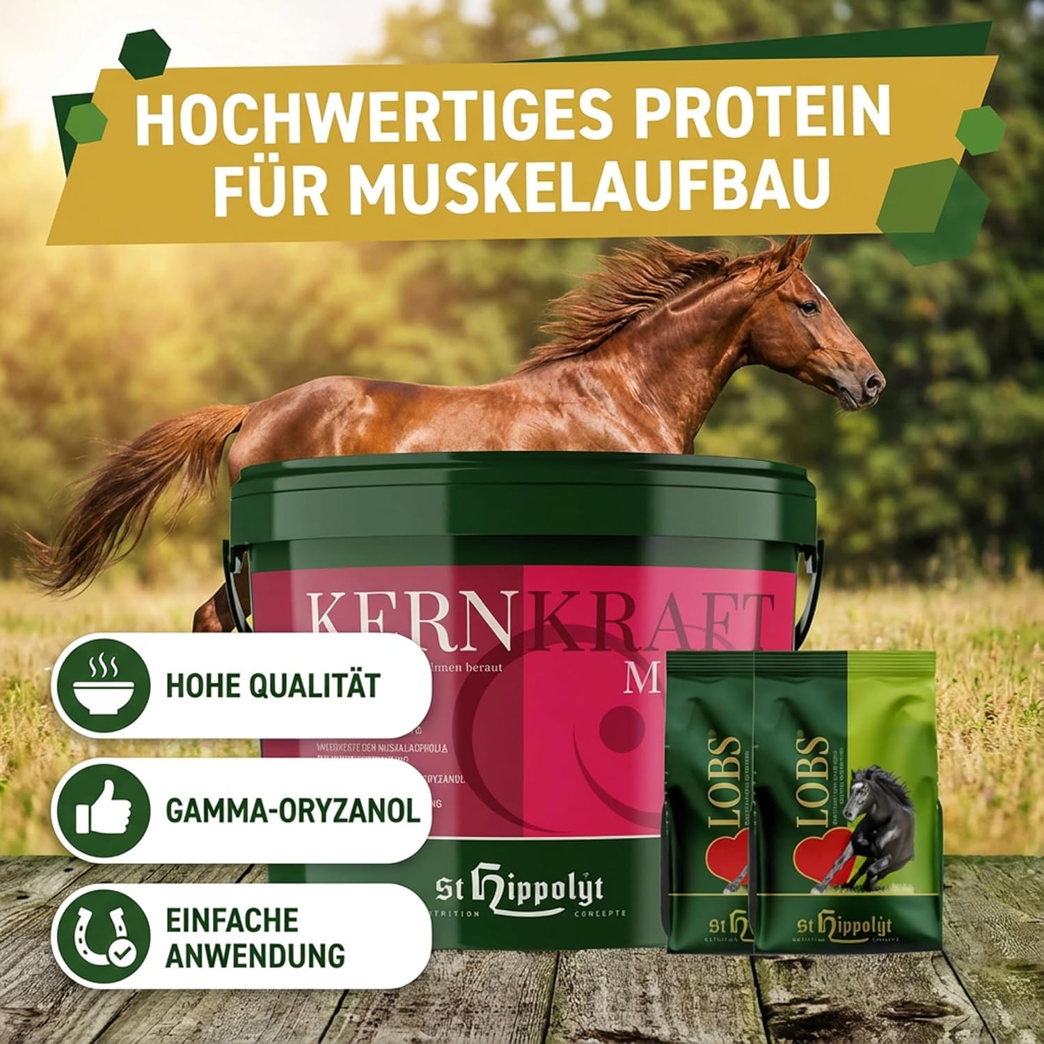 St. Hippolyt Kernkraft Muskel 5 kg + St. Hippolyt Lobs Belohnungswürfel 2 x 1 kg geschenkt