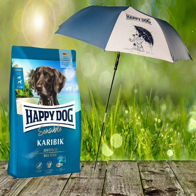 Happy Dog Supreme Karibik 11 kg + HD / HC XXL Sonnen- und Regenschirm