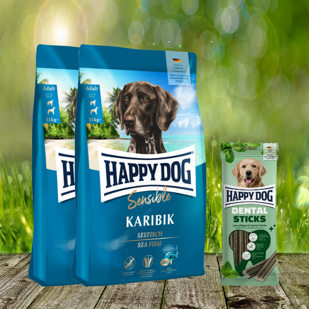 Happy Dog Supreme Karibik 2 x 11 kg + Happy Dog Dental Sticks *geschenkt*