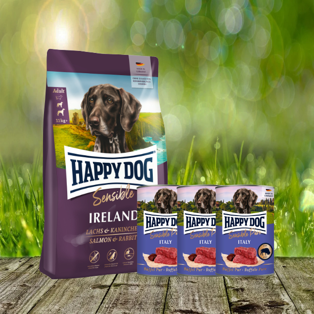 Happy Dog Supreme Sensible Ireland 12,5 kg + Happy Dog Sensible Pure Italy 3 x 400 g Happy Dog Supreme Sensible Ireland 12,5 kg + Happy Dog Sensible Pure Italy 3 x 400 g